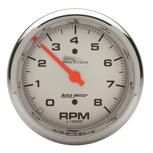 Autometer Pro-Cycle Gauge Tach 3 3/4in 8K Rpm 2&4 Cylinder Silver - 19302