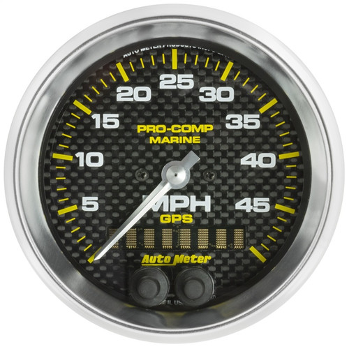Autometer Marine Carbon Fiber 3-3/8in 50MPH GPS Speedometer Gauge - 200635-40
