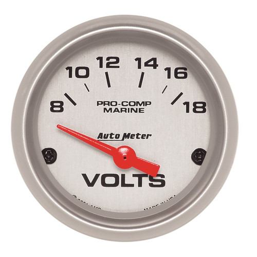 Autometer Voltmeter 2-1/16in 18V Electric Marine Silver Ultra-Lite Gauge - 200756-33