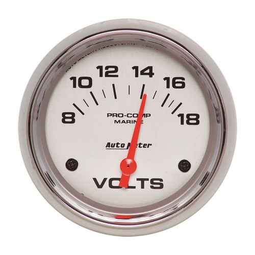 AutoMeter Gauge Voltmeter 2-5/8in. 18V Electric Marine Chrome - 200757-35