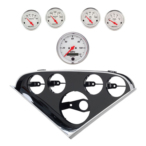 Autometer Arctic White Direct Fit Dash Kit 55-56 Chevrolet (1 x 3-3/8in. / 4 x 2-1/16in.) - 2207-03 Photo - Primary