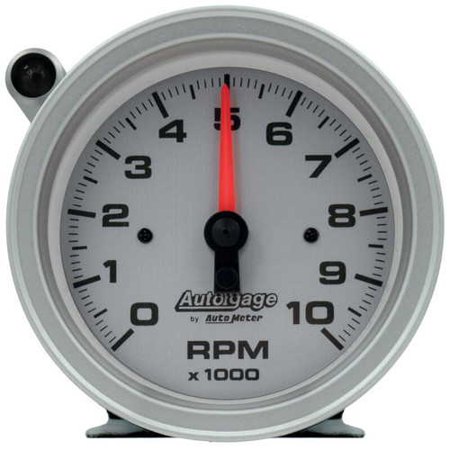 AutoMeter Tachometer Gauge 10K RPM 3 3/4in Pedestal w/Ext. Shift-Light - Silver Dial/Black Case - 233909