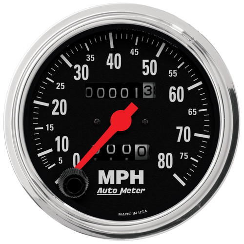 Autometer Traditional Chrome 3-3/8in 80 MPH Mechanical Speedometer - 2490 Photo - Primary