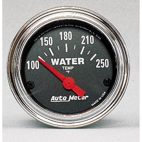 Autometer Traditional Chrome 52mm 100-250 Deg F Short Sweep Electricall Water Temperataure Gauge - 2532