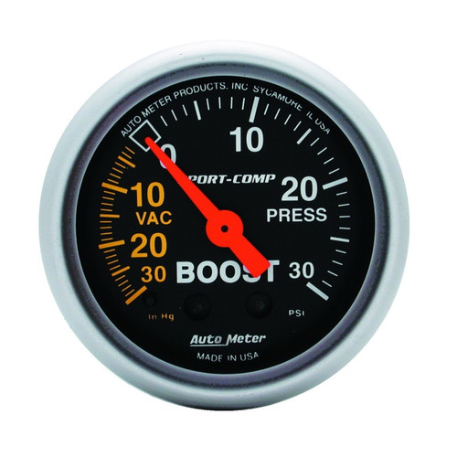 Autometer Sport-Comp 52mm 30 PSI Mechanical Boost Gauge - 3303