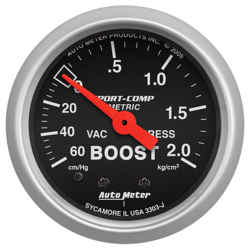 Autometer Sport-Comp 52mm 60 cm/Hg-2.0 Kg/Cm2 Mechanical Boost Gauge - 3303-J