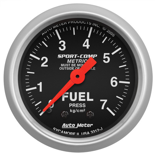 Autometer Sport-Comp 52mm METRIC Fuel Pressure Mechanical Gauge - 3312-J