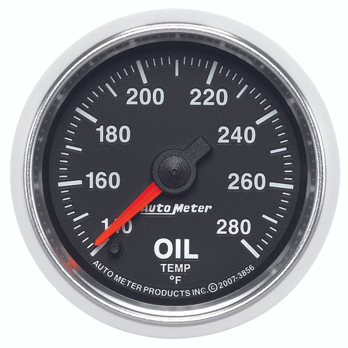 Autometer GS Series 2-1/16in Oil Temperature Gauge 140-280 Degrees Electric Full Sweep - 3856