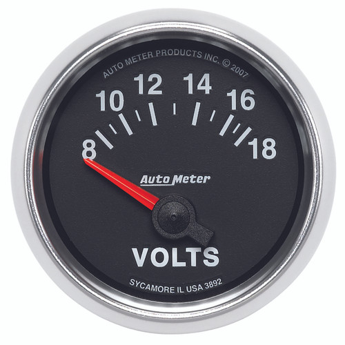 Autometer GS 52mm 8-18 Volts Short Sweep Electronic Voltmeter Gauge - 3892