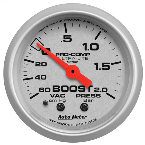 Autometer Ultra-Lite 52mm 60cm/HG-2.0Bar Mechanical Vacuum/Boost Gauge - 4303-M