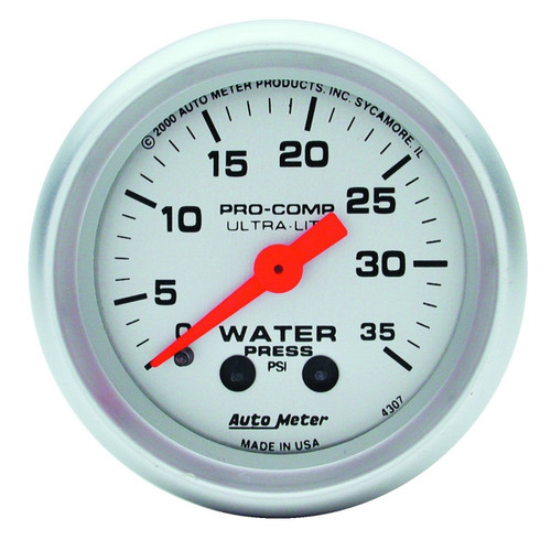 Autometer Ultra-Lite 52mm 35 PSI Mechanical Water Pressure Gauge - 4307