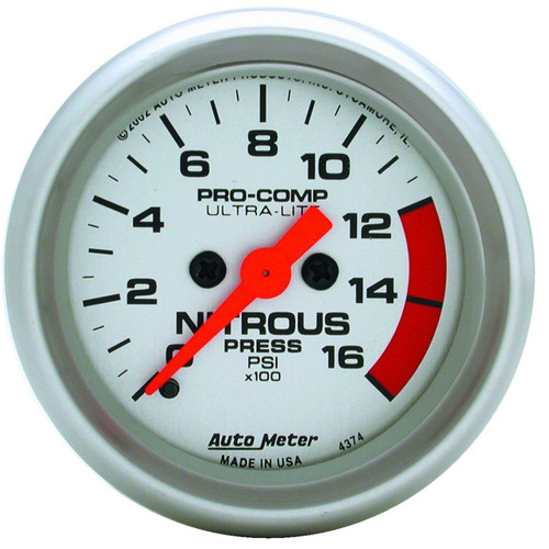 Autometer Ultra-Lite 52mm FSE 0-1600 PSI Nitrous Pressure Gauge - 4374