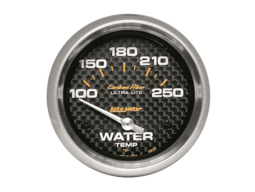 AutoMeter Gauge Water Temp 2-5/8in (66.7mm) 100-250F Electric Carbon Fiber - 4837