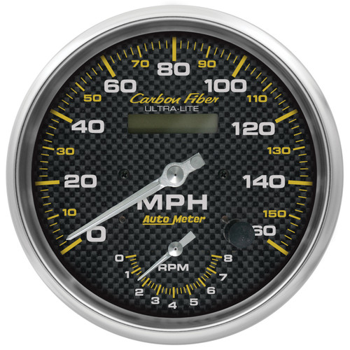 AutoMeter 160mph & 8k RPM Electric Program 5in. Carbon Fiber Gauge Tach/Speedo - 4878 Photo - Primary