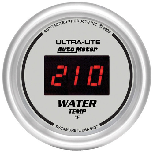 Autometer Ultra-Lite 2-1/16in 340 Deg F Silver Dial Digital w/ Red LED Water Temperature Gauge - 6537