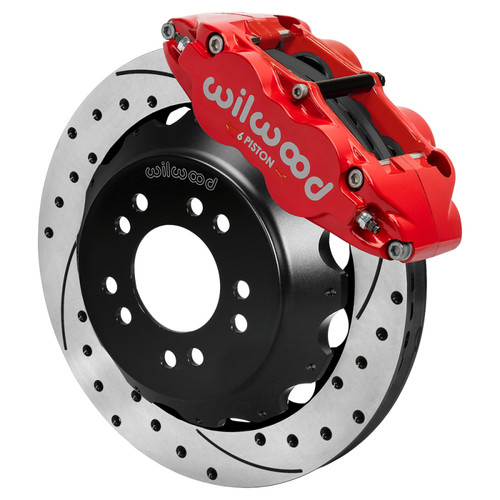 Wilwood Ford Mustang II Ford Narrow Superlite 6 Front Brake Kit w/ 12.88in Drill & Slot Rotor - Red - 140-18366-DR Photo - Primary