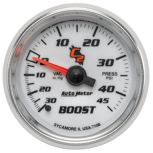 Autometer C2 52mm 30 In Hg-Vac/45 PSI Mechanical Vacuum/Boost Gauge - 7108