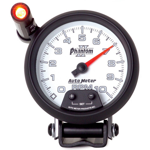 Autometer Phantom II 3.75in Pedestal Mount 10k RPM w/ Ext. Shift-Lite Tachometer - 7590