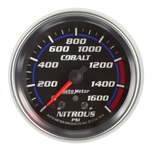 AutoMeter Gauge Nitrous Press 2-5/8in. 1600PSI Stepper Motor W/ Peak & Warn Cobalt - 7974