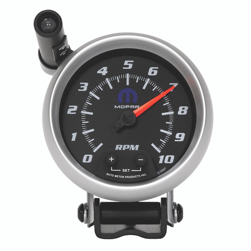 AutoMeter Gauge Tach 3-3/4in. 10K RPM Pedestal W/ Ext. Quick-Lite Black Mopar - 880023