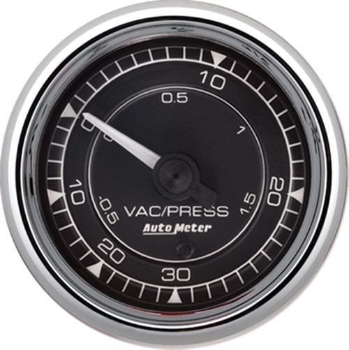 AutoMeter Chrono 2-1/16in VAC/Boost 30in HG/30PSI Mechanical Gauge - Chrome - 9703 Photo - Primary