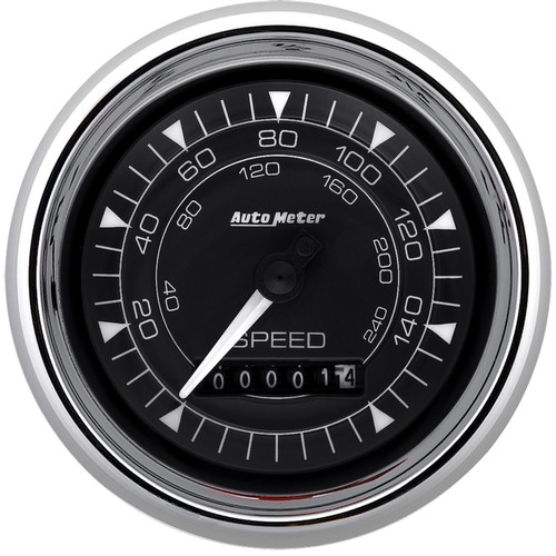AutoMeter Chrono 3-3/8in 160MPH Electric Programmable Speedometer Gauge - Chrome - 9788 Photo - Primary