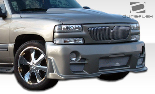 2000-2006 Chevrolet Tahoe Suburban 1999-2002 Silverado Duraflex Platinum Front Bumper Cover - 1 Piece / Vehicle Year Make Model Trim - 2000-2006-Chevrolet Suburban ALL / Product Type - Front Bumper / Style Name -Platinum / Kit Material - FRP (Fiberglass Reinforced Plastics) / Notes - Note: fog hole is 5"