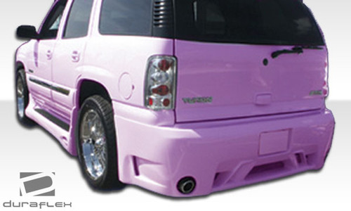 2000-2006 Chevrolet Tahoe GMC Yukon Duraflex Platinum Rear Bumper Cover (short wheelbase) - 1 Piece / Vehicle Year Make Model Trim - 2000-2006-Chevrolet Tahoe ALL / Product Type - Rear Bumper / Style Name -Platinum / Kit Material - FRP (Fiberglass Reinforced Plastics) / Notes - Note: will not fit xl models.