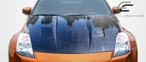 2003-2006 Nissan 350Z Z33 Carbon Creations Dritech JGTC Hood - 1 Piece / Vehicle Year Make Model Trim - 2003-2006-Nissan 350Z ALL / Product Type - Hood / Style Name -JGTC / Kit Material - Infusion Carbon Fiber / Notes - Note: Hood pins are required.