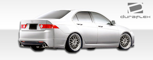 2004-2005 Acura TSX Duraflex K-1 Rear Lip Under Spoiler Air Dam - 1 Piece / Vehicle Year Make Model Trim - 2004-2005-Acura TSX ALL / Product Type - Rear Lip/Add On / Style Name -K-1 / Kit Material - FRP (Fiberglass Reinforced Plastics) / Notes - Note: rear lip is designed for 04-05 models. 06-07 models will need modification to fit properly.