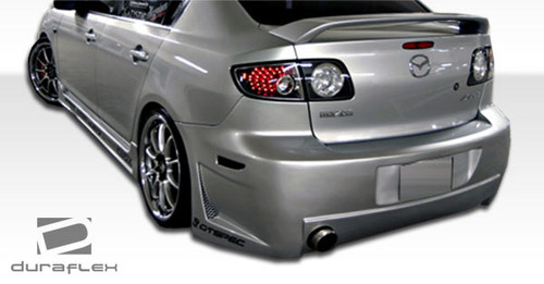 2004-2009 Mazda 3 4DR Duraflex B-2 Rear Bumper Cover - 1 Piece / Vehicle Year Make Model Trim - 2004-2009-Mazda Mazda 3 4DR / Product Type - Rear Bumper / Style Name -B-2 / Kit Material - FRP (Fiberglass Reinforced Plastics) / Notes -