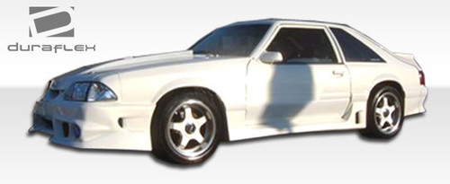 1979-1993 Ford Mustang Duraflex GTX Side Skirts Rocker Panels - 2 Piece / Vehicle Year Make Model Trim - 1979-1993-Ford Mustang ALL / Product Type - Sideskirts / Style Name -GTX / Kit Material - FRP (Fiberglass Reinforced Plastics) / Notes -