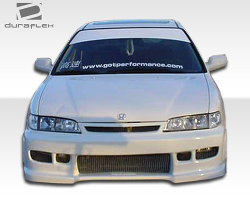 1994-1997 Honda Accord 4 cyl Duraflex Spyder Front Bumper Cover - 1 Piece / Vehicle Year Make Model Trim - 1994-1997-Honda Accord ALL / Product Type - Front Bumper / Style Name -Spyder / Kit Material - FRP (Fiberglass Reinforced Plastics) / Notes - Note: front bumper will not fit v6 models.