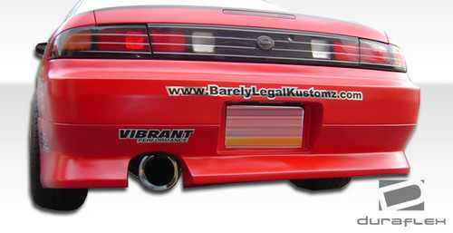 1995-1998 Nissan 240SX S14 Duraflex V-Speed Rear Bumper Cover - 1 Piece / Vehicle Year Make Model Trim - 1995-1998-Nissan 240SX ALL / Product Type - Rear Bumper / Style Name -V-Speed / Kit Material - FRP (Fiberglass Reinforced Plastics) / Notes -