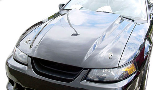 1999-2004 Ford Mustang Duraflex Cowl Hood - 1 Piece / Vehicle Year Make Model Trim - 1999-2004-Ford Mustang ALL / Product Type - Hood / Style Name -Cowl / Kit Material - FRP (Fiberglass Reinforced Plastics) / Notes - Note: Hood pins are required.