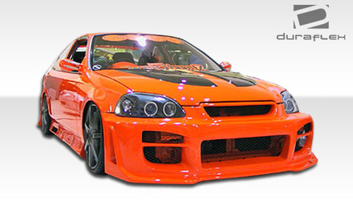 1999-2000 Honda Civic Duraflex R34 Front Bumper Cover - 1 Piece / Vehicle Year Make Model Trim - 1999-2000-Honda Civic ALL / Product Type - Front Bumper / Style Name -R34 / Kit Material - FRP (Fiberglass Reinforced Plastics) / Notes -