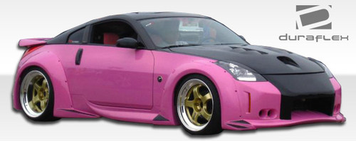 2003-2008 Nissan 350Z Z33 Duraflex Vader 3 Wide Body Front Fender Flares - 2 Piece / Vehicle Year Make Model Trim - 2003-2008-Nissan 350Z ALL / Product Type - Fender Flare / Style Name -Vader 3 / Kit Material - FRP (Fiberglass Reinforced Plastics) / Notes - Note: must be used in conjunction with complete wide body kit