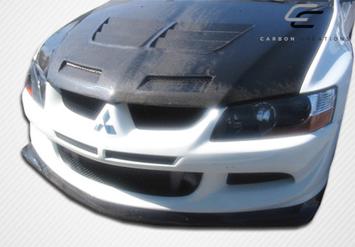 2003-2005 Mitsubishi Lancer Evolution 8 Carbon Creations Demon Front Lip Under Spoiler Air Dam - 1 Piece / Vehicle Year Make Model Trim - 2003-2005-Mitsubishi Evolution ALL / Product Type - Front Lip/Add On / Style Name -Demon / Kit Material - Carbon Fiber / Notes -