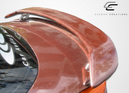 2004-2011 Mazda RX-8 Carbon Creations M-1 Speed Wing Trunk Lid Spoiler - 1 Piece / Vehicle Year Make Model Trim - 2004-2011-Mazda RX8 ALL / Product Type - Wing / Style Name -M-1 / Kit Material - Carbon Fiber / Notes - Note: carbon creations orange kevlar pictured. actual product is made of black carbon fiber. brackets/stands are now made of high quality metal.