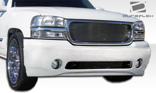 1999-2005 GMC Sierra 2000-2006 Yukon Duraflex Denali Style Front Bumper Cover - 1 Piece / Vehicle Year Make Model Trim - 1999-2005-GMC Sierra ALL / Product Type - Front Bumper / Style Name -Denali Style / Kit Material - FRP (Fiberglass Reinforced Plastics) / Notes -