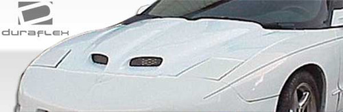 1993-1997 Pontiac Firebird Duraflex WS-6 Hood - 1 Piece / Vehicle Year Make Model Trim - 1993-1997-Pontiac Firebird ALL / Product Type - Hood / Style Name -WS-6 / Kit Material - FRP (Fiberglass Reinforced Plastics) / Notes - Note: scoop height 2.5", holes not cutout. Hood pins are required.
