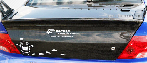 2002-2003 Mitsubishi Lancer 2003-2006 Mitsubishi Lancer Evolution 8 9 Carbon Creations OEM Look Trunk - 1 Piece / Vehicle Year Make Model Trim - 2002-2006-Mitsubishi Lancer ALL / Product Type - Trunk/Hatch / Style Name -OEM Look / Kit Material - Carbon Fiber / Notes - Note: some trunks/hatches may have springs or shocks that must be removed for proper fitment.