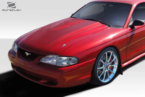 1994-1998 Ford Mustang Duraflex Cobra R Hood - 1 Piece / Vehicle Year Make Model Trim - 1994-1998-Ford Mustang ALL / Product Type - Hood / Style Name -Cobra R / Kit Material - FRP (Fiberglass Reinforced Plastics) / Notes - Note: Hood pins are required.