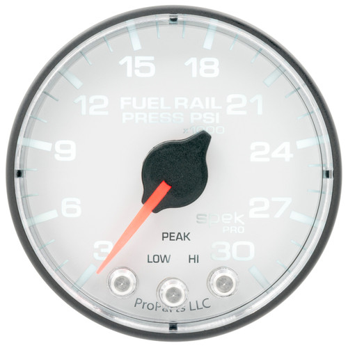 Autometer Spek-Pro 2 1/16in 30KPSI Stepper Motor W/Peak & Warn White/Black Rail Pressure Gauge - P321128