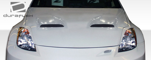 2003-2006 Nissan 350Z Z33 Duraflex TS-1 Hood - 1 Piece / Vehicle Year Make Model Trim - 2003-2006-Nissan 350Z ALL / Product Type - Hood / Style Name -TS-1 / Kit Material - FRP (Fiberglass Reinforced Plastics) / Notes - Note: Hood pins are required.