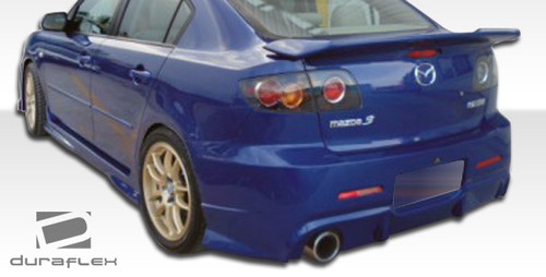 2004-2009 Mazda 3 4DR Duraflex K-2 Body Kit - 4 Piece - Includes K-2 Front Bumper Cover (104902) I-Spec Rear Bumper Cover (104480) I-Spec Side Skirts Rocker Panels (104481) / Vehicle Year Make Model Trim - 2004-2009-Mazda Mazda 3 4DR / Product Type - Kit / Style Name -K-2 / Kit Material - FRP (Fiberglass Reinforced Plastics) / Notes -