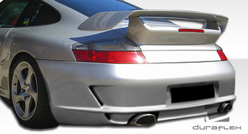 1999-2004 Porsche 911 Carrera 996 C2 C4 997 Duraflex GT-3 RS Conversion Rear Bumper Cover - 1 Piece / Vehicle Year Make Model Trim - 1999-2004-Porsche 996 ALL / Product Type - Rear Bumper / Style Name -GT-3 / Kit Material - FRP (Fiberglass Reinforced Plastics) / Notes - Note: requires modifications to the exhaust.