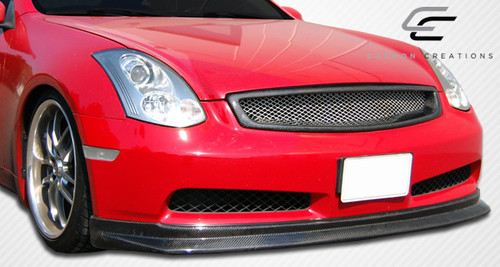 2003-2007 Infiniti G Coupe G35 Carbon Creations D-Spec Front Lip Under Spoiler Air Dam (non sport) - 1 Piece / Vehicle Year Make Model Trim - 2003-2007-Infiniti G Coupe 2DR / Product Type - Front Lip/Add On / Style Name -D-Spec / Kit Material - Carbon Fiber / Notes - Note: front lip is designed for use with the non sport front bumper
