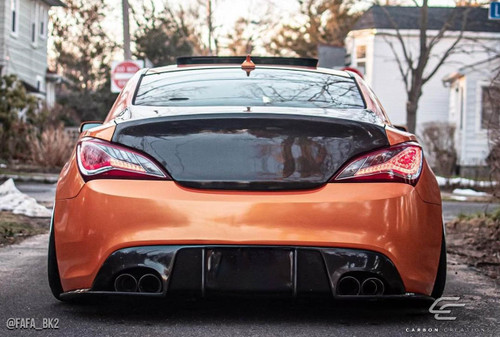 2010-2016 Hyundai Genesis Coupe 2DR Carbon Creations OEM Look Trunk - 1 Piece / Vehicle Year Make Model Trim - 2010-2016-Hyundai Genesis 2DR / Product Type - Trunk/Hatch / Style Name -OEM Look / Kit Material - Carbon Fiber / Notes - Note: some trunks/hatches may have springs or shocks that must be removed for proper fitment.