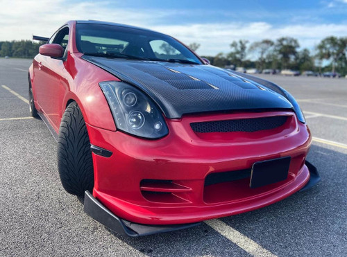 2003-2007 Infiniti G Coupe G35 Carbon Creations Dritech TS-1 Hood - 1 Piece / Vehicle Year Make Model Trim - 2003-2007-Infiniti G Coupe 2DR / Product Type - Hood / Style Name -TS-1 / Kit Material - Infusion Carbon Fiber / Notes - Note: Hood pins are required.